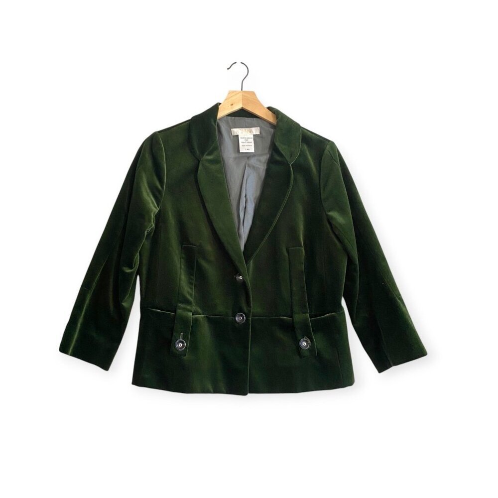 Chloe Velvet Cropped Blazer Green Cotton FR42 Made in France